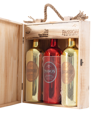 Hộp gỗ 3 chai Gran Reserva (2 vàng, 1 đỏ)